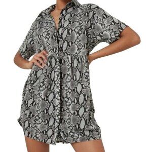 Missguided  Snakeskin Print Shirt Smock Dress Size 8  NWT